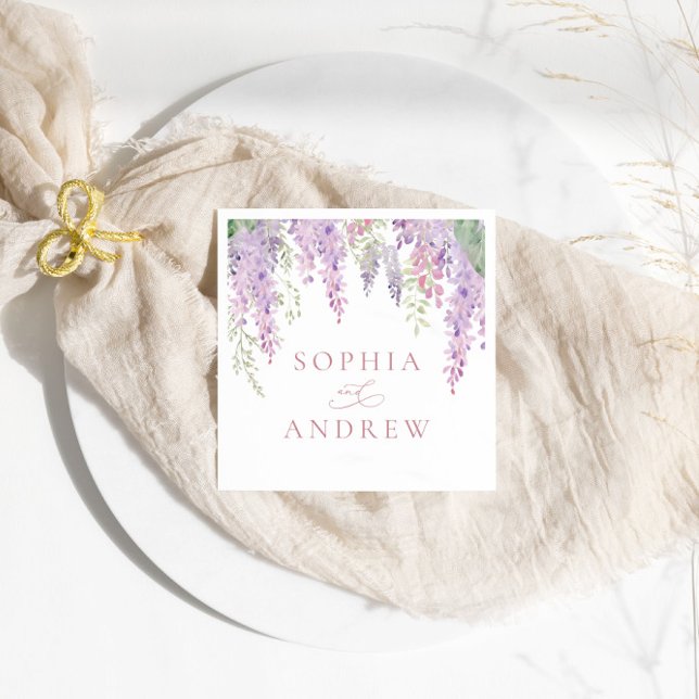 Servilleta De Papel Elegante Wisteria Púrpura Flores Bodas Napkins (Subido por el creador)