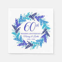 Servilleta De Papel Elegante Wreath azul 60 Aniversario Fiestas Napkin