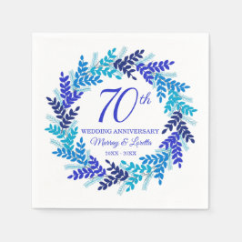 Servilleta De Papel Elegante Wreath azul 70 Aniversario Fiestas Napkin