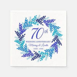 Servilleta De Papel Elegante Wreath azul 70 Aniversario Fiestas Napkin