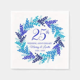Servilleta De Papel Elegante Wreath azul Napkins Fiesta 25 Aniversario
