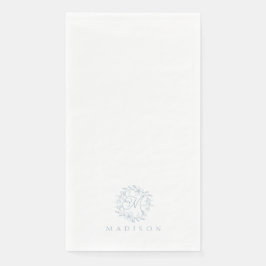 Servilleta De Papel Elegante Wreath Floral Dusty Blue Paper Guest Toal