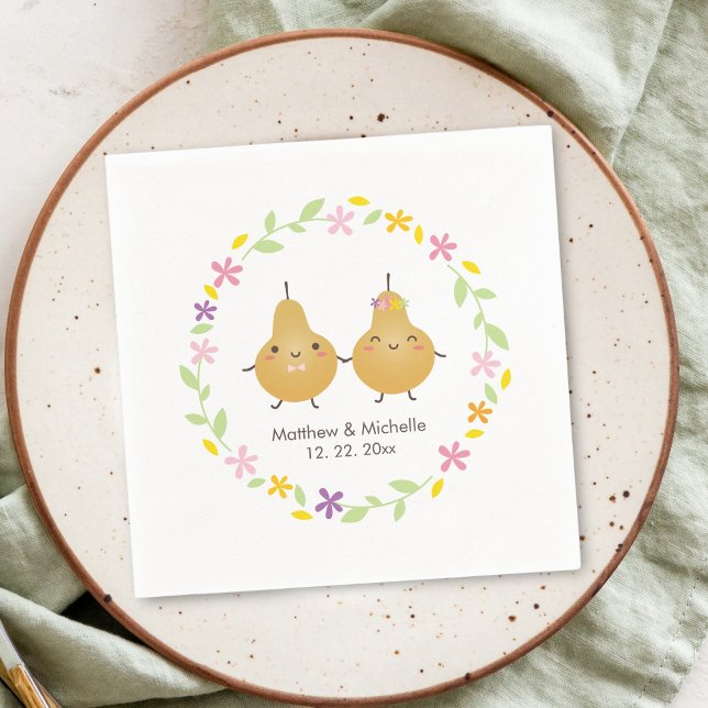 Servilleta De Papel Elegante Wreath Floral Perfect Pear Cute Boda (Subido por el creador)