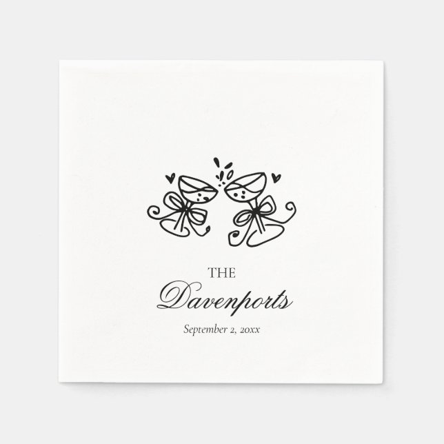 Servilleta De Papel Elegante y caprichoso Boda de novias (Anverso)
