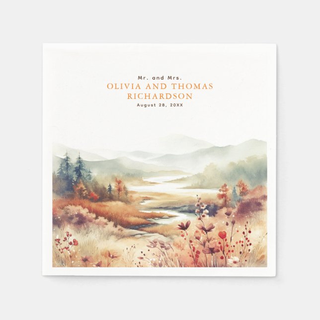 Servilleta De Papel Elegante y Delicada Naturaleza de Caída (Anverso)