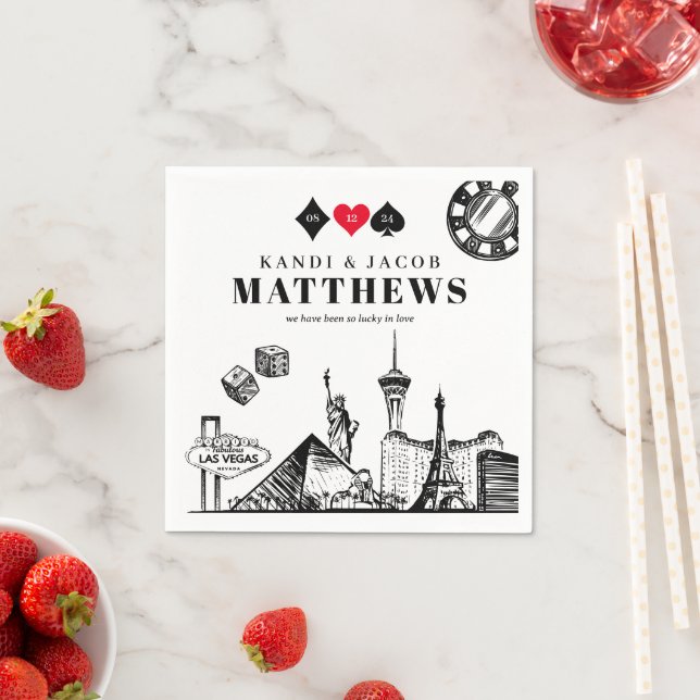 Servilleta De Papel Elegante y divertido Boda de Las Vegas (In situ)