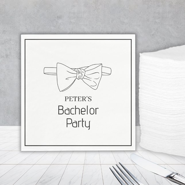 Servilleta De Papel Elegante y elegante fiesta de bachillerato Persona (Elegant Stylish Bow Tie Custom Bachelor Party Napkins
)