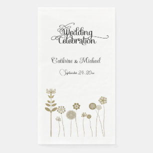 Servilleta De Papel Elegante y eterno minimalismo floral de oro suave