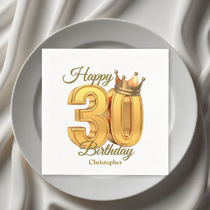 Servilleta De Papel Elegante y lujoso Golden Royal Crown 30 cumpleaños