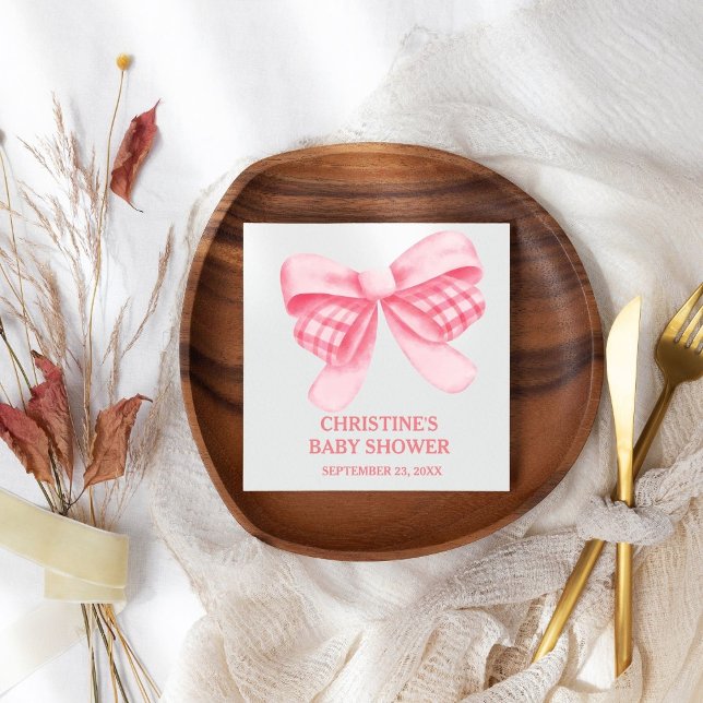 Servilleta De Papel Elegante y Moda Chica Bow Rosado Baby Shower (Subido por el creador)