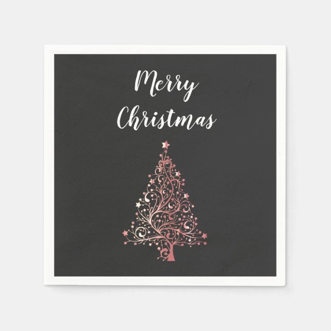 Servilleta De Papel elegante y moderno árbol de oro rosa de Navidad (Anverso)