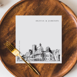 Servilleta De Papel Elegante y moderno boceto de Boston Boda de Nueva 