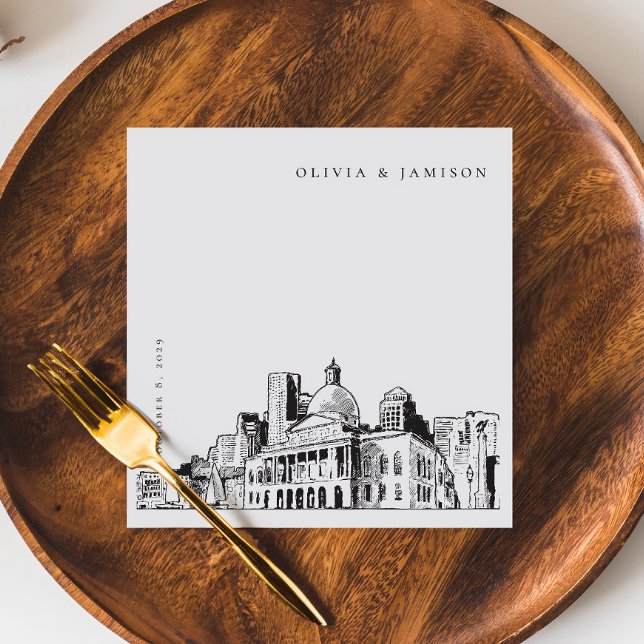 Servilleta De Papel Elegante y moderno boceto de Boston Boda de Nueva  (Subido por el creador)