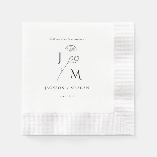 Servilleta De Papel Elegante y moderno Boda Cocktail Paper Napkin (Anverso)