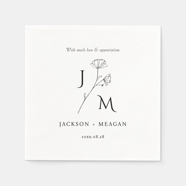 Servilleta De Papel Elegante y moderno Boda Cocktail Paper Napkin (Anverso)