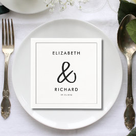 Servilleta De Papel Elegante y moderno Boda negro y blanco