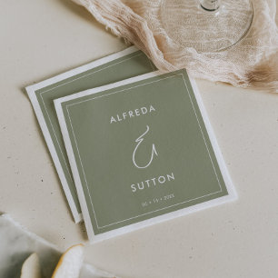 Servilleta De Papel Elegante y moderno boda verde sabio