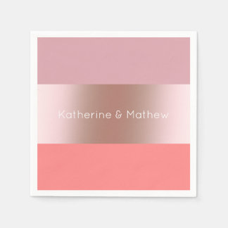 Servilleta De Papel Elegante y moderno rosa de pollo dorado rayado de