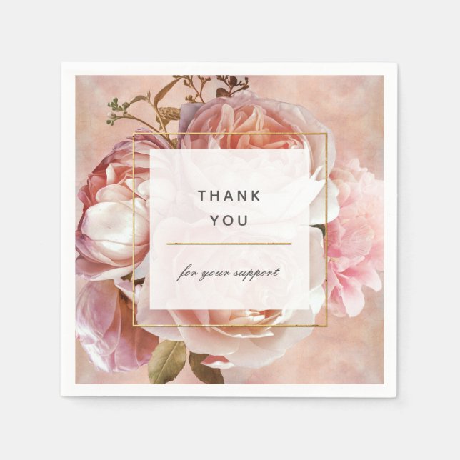Servilleta De Papel Elegante y moderno Rubor Rosa rosa y Peony Gracias (Anverso)