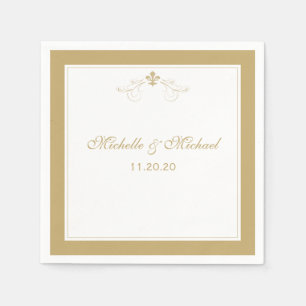 Servilleta De Papel Elegante y personalizada Flor blanca de oro de Lis