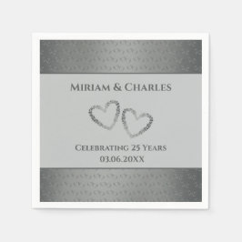 Servilleta De Papel Elegante y personalizado 25º aniversario de Plata 