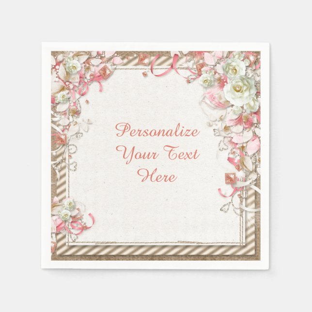 Servilleta De Papel Elegante y romántico florido jardín florido (Anverso)