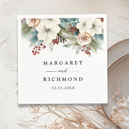 Servilleta De Papel Elegante y rústico Navidad floral Boda de invierno