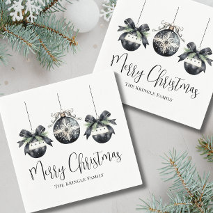 Servilleta De Papel Elegante y Sencilla Fiesta de Navidad en Blanco y