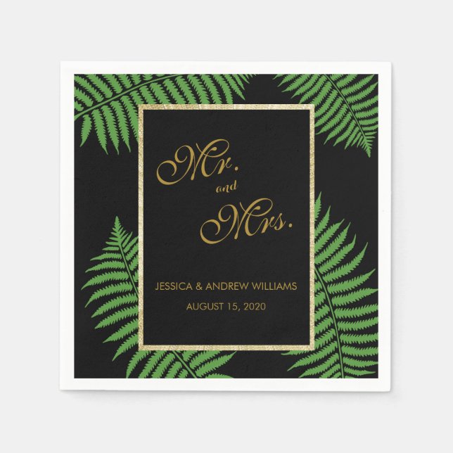 Servilleta De Papel Elegante y sofisticada boda con helecho (Anverso)