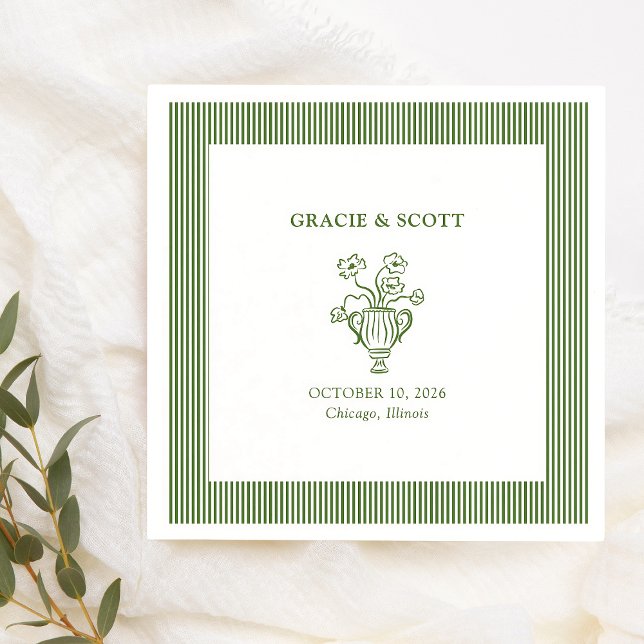 Servilleta De Papel Elegante y sofisticada Boda Verde Personalizada (Subido por el creador)