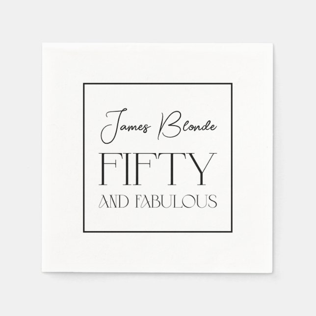 Servilleta De Papel Elegante y sofisticado cumpleaños 50 y fabuloso (Anverso)