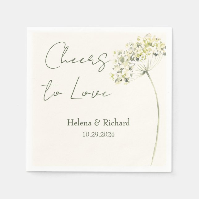 Servilleta De Papel Elegante y verde Boda floral Napkin (Anverso)