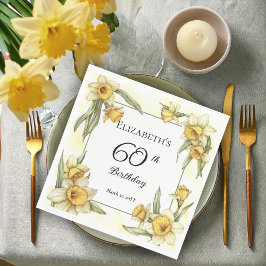 Servilleta De Papel Elegante Yellow Daffodils Floral 60 cumpleaños