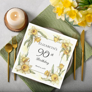 Servilleta De Papel Elegante Yellow Daffodils Floral 90 cumpleaños