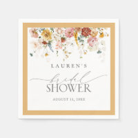 Elegante Yellow Wildflower Bridal Shower Napkins