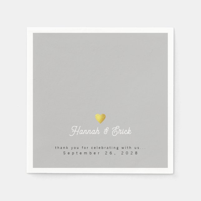 Servilleta De Papel Elegantemente firmado Boda Gray (Anverso)