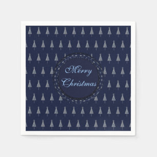 Servilleta De Papel Elegantes árboles y estrellas azules de Navidad