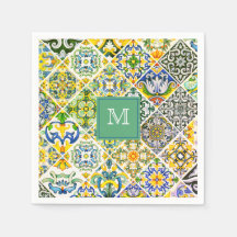 Elegantes azulejos verdes sicilianos mediterráneos
