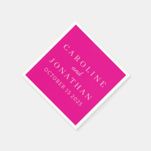 SERVILLETA DE PAPEL ELEGANTES BODAS ROSA CALIENTE PERSONALIZADAS MODER