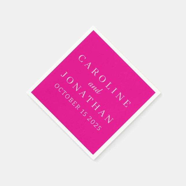 SERVILLETA DE PAPEL ELEGANTES BODAS ROSA CALIENTE PERSONALIZADAS MODER (Borde)