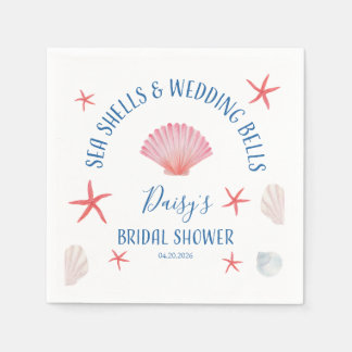 Servilleta De Papel Elegantes conchas marinas y campanas de boda: Desp