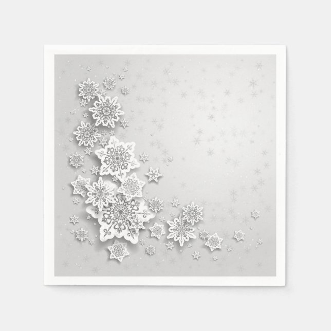 Servilleta De Papel Elegantes copos de nieve bodas Napkins (Anverso)