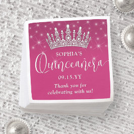 Servilleta De Papel Elegantes espárragos Quinceañera Crown Fuschia Pin