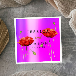 Servilleta De Papel Elegantes flores moradas Boda Cocktail Napkins
