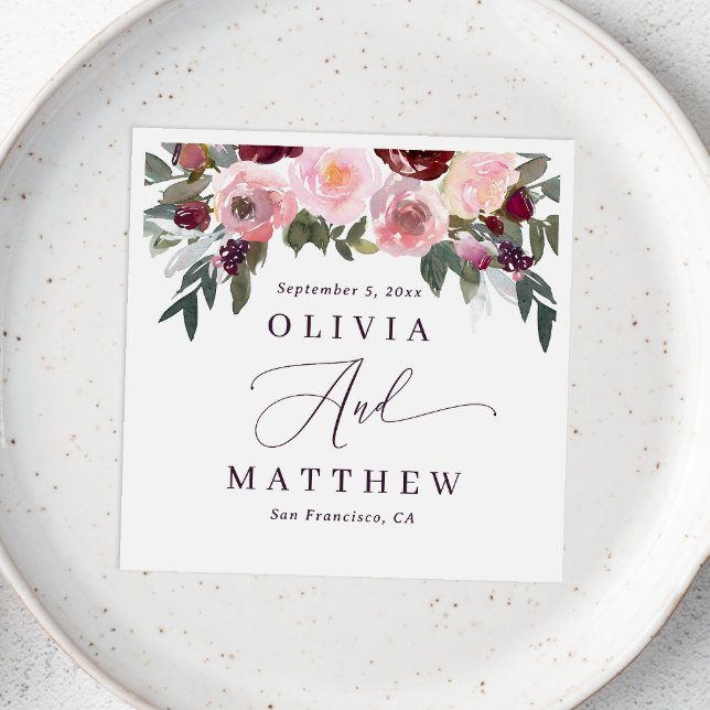 Servilleta De Papel Elegantes flores rosadas. Boda de flores de jardín (Subido por el creador)