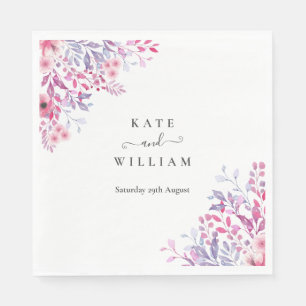 Servilleta De Papel Elegantes flores silvestres moradas de campo en ac