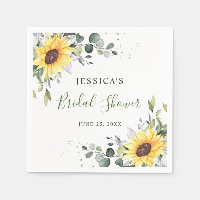 Servilleta De Papel Elegantes girasoles Eucalipto Floral Desayuno Nupc (Anverso)