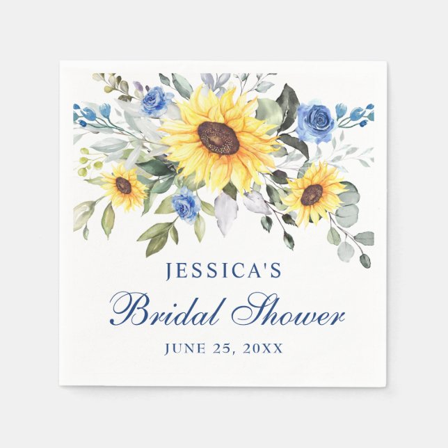 Servilleta De Papel Elegantes girasoles Eucalyptus Floral Bridal Showe (Anverso)