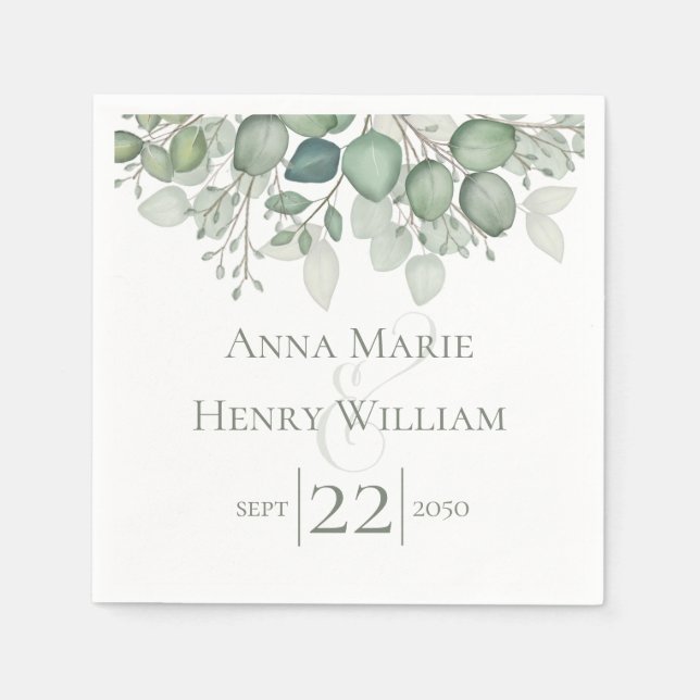 Servilleta De Papel Elegantes hojas de vegetación eucaliptos (Anverso)