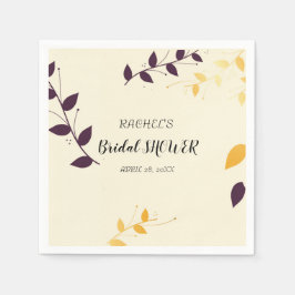 Servilleta De Papel Elegantes hojas doradas púrpura